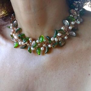 Handmade Collar Necklace/Vintage/Pearl/ oneofakind